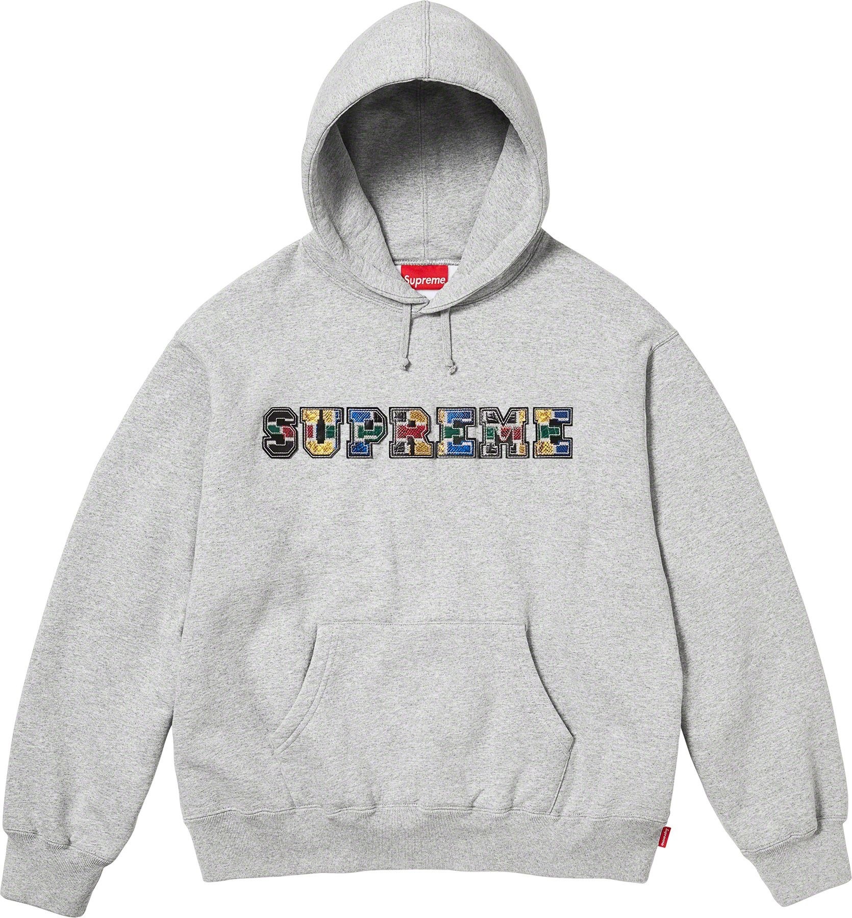 Collegiate Patchwork Leather Hooded Sweatshirt view 9